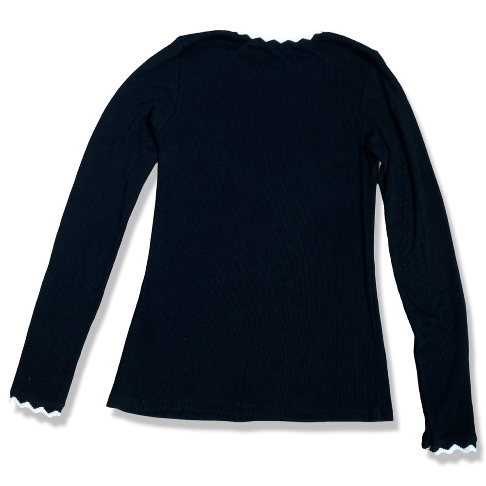 ⭐️ZARA Black and White Ric Rac Trim Knit Top - Picture 2 of 6